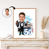 Fødselsdag tema13 (1 person) - karikaturtegning efter dine fotos - Just Karikatur