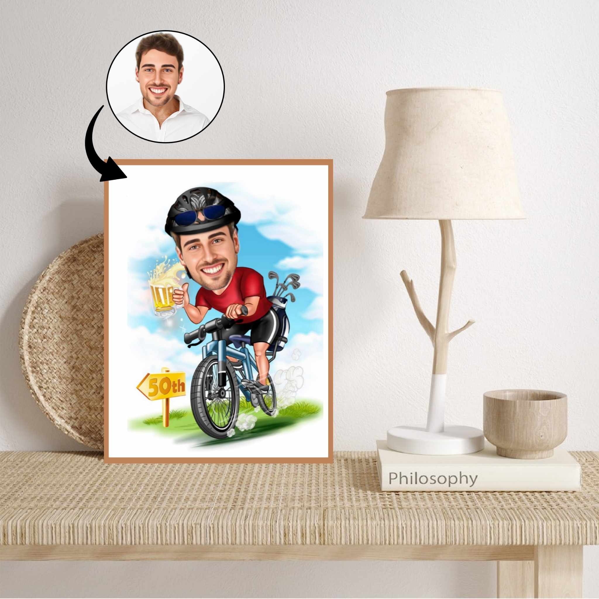 Fødselsdag tema25 (1 person) - karikaturtegning efter dine fotos - Just Karikatur