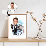 Fødselsdag tema13 (1 person) - karikaturtegning efter dine fotos - Just Karikatur