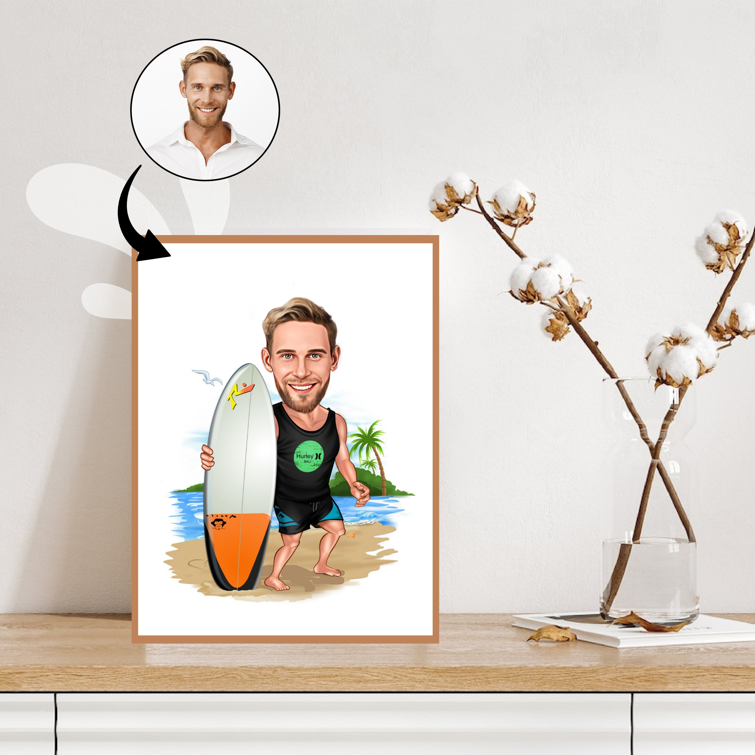 Sports tema75 (1 person) - karikaturtegning efter dine fotos - Just Karikatur