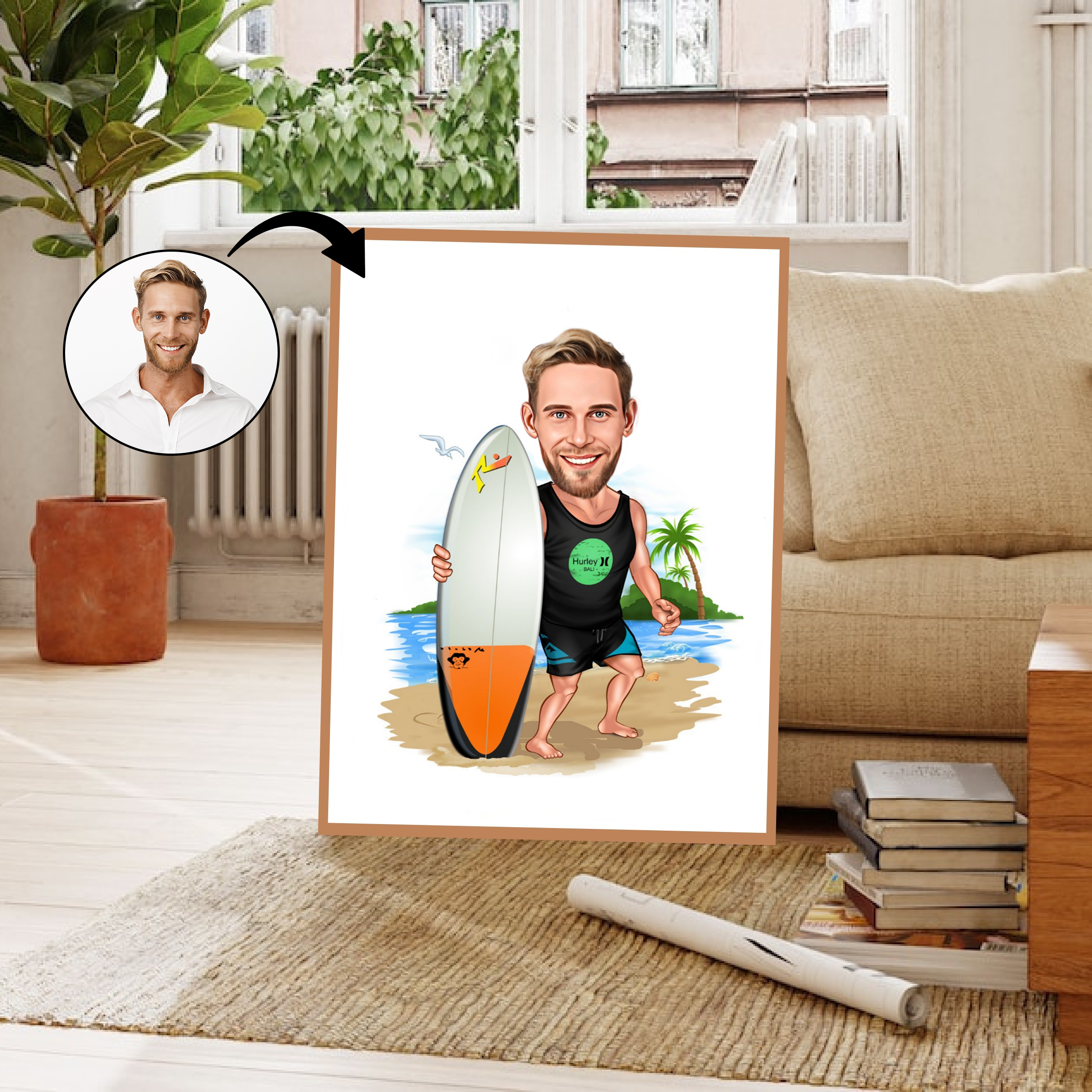 Sports tema75 (1 person) - karikaturtegning efter dine fotos - Just Karikatur