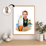 Sports tema75 (1 person) - karikaturtegning efter dine fotos - Just Karikatur