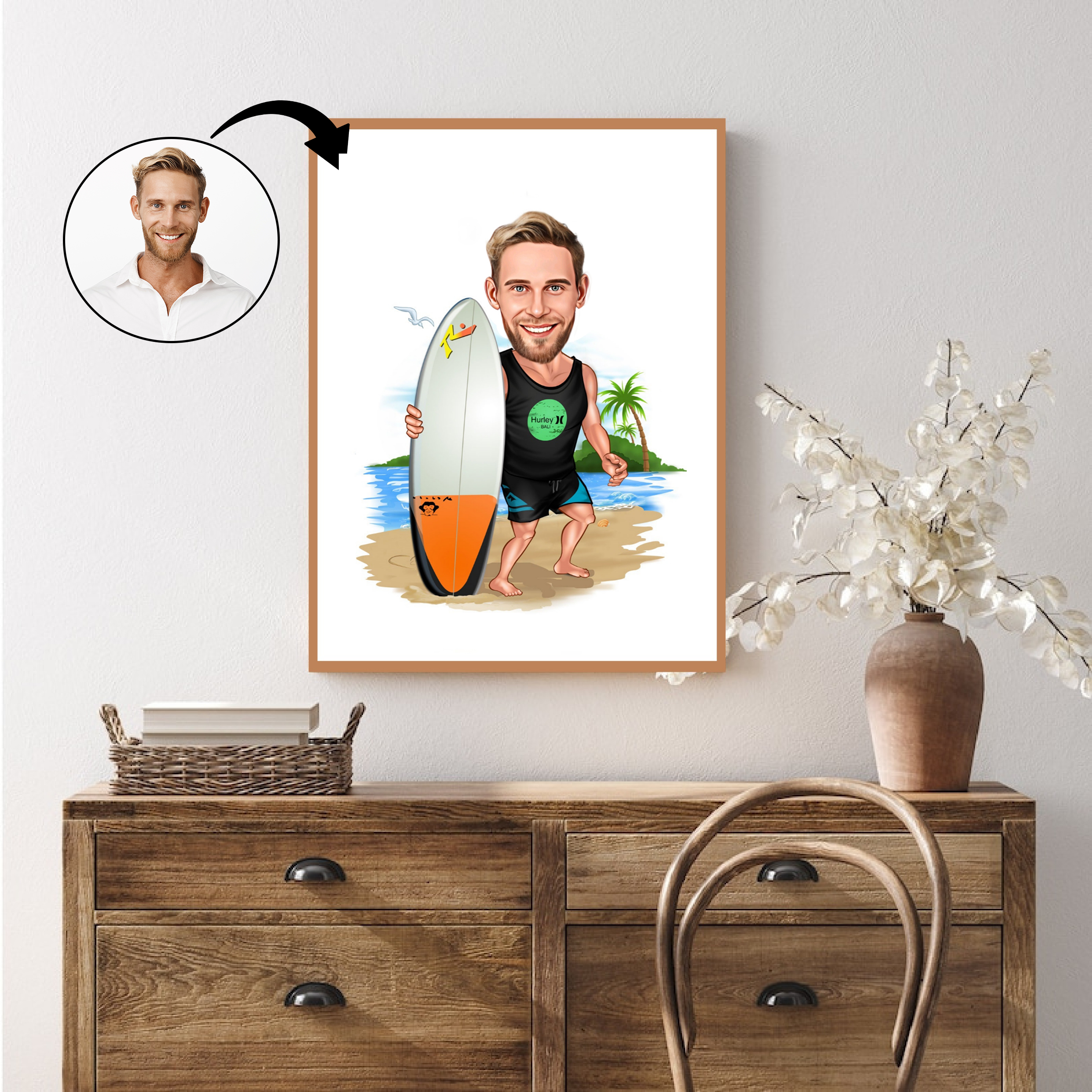 Sports tema75 (1 person) - karikaturtegning efter dine fotos - Just Karikatur