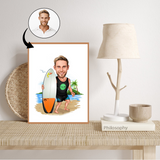 Sports tema75 (1 person) - karikaturtegning efter dine fotos - Just Karikatur