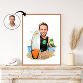 Sports tema75 (1 person) - karikaturtegning efter dine fotos - Just Karikatur