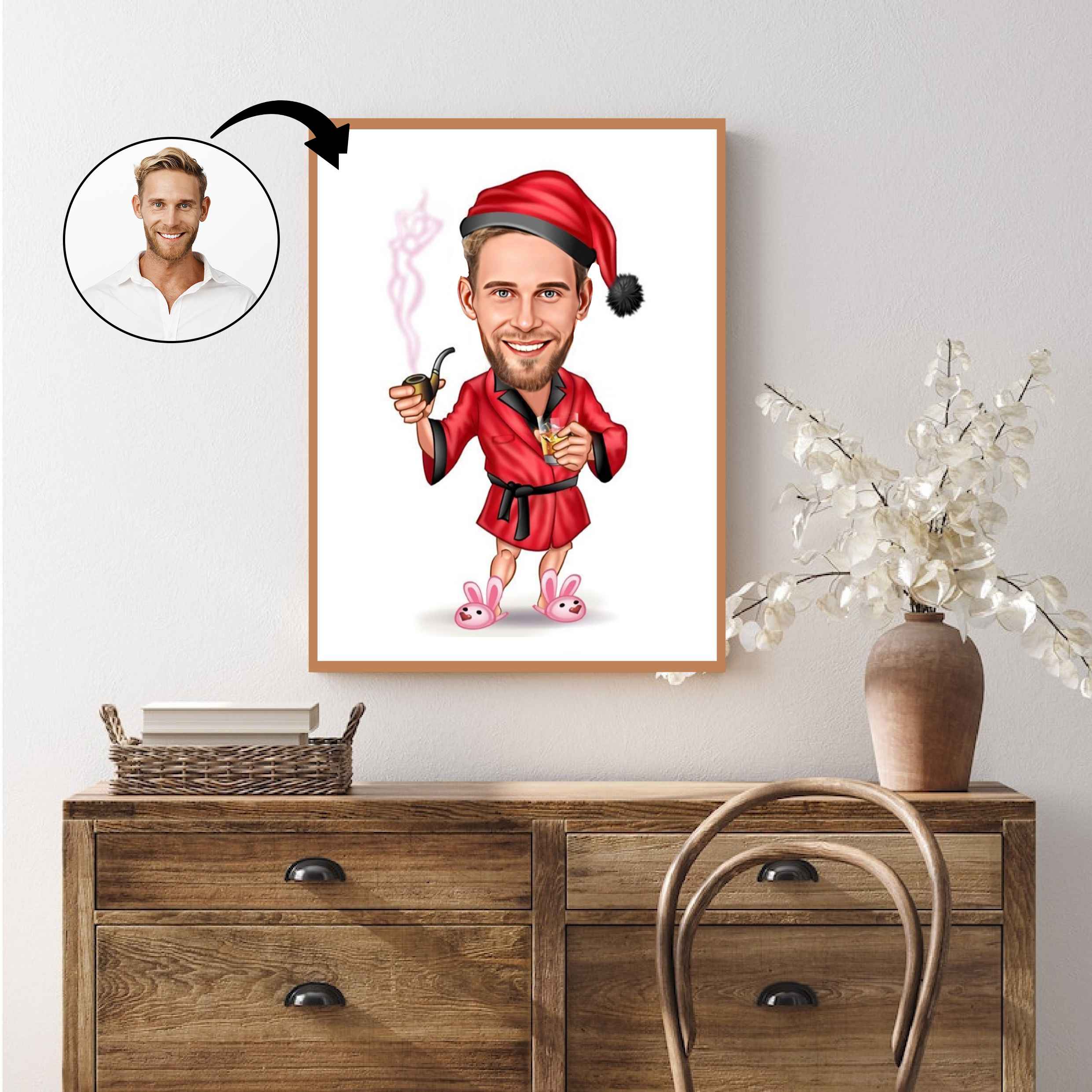 Jul tema19 (1 person) - karikaturtegning efter dine fotos - Just Karikatur