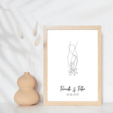 Line art bryllupsplakat - hænder - design selv - Just Karikatur