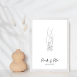 Line art bryllupsplakat - hænder - design selv - Just Karikatur