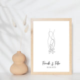 Line art bryllupsplakat - hænder - design selv - Just Karikatur