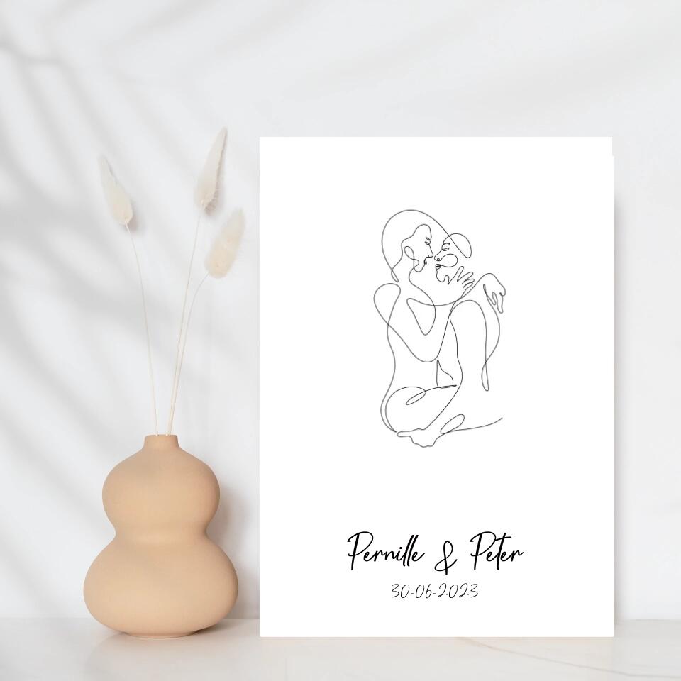 Line art bryllupsplakat - kram - design selv - Just Karikatur