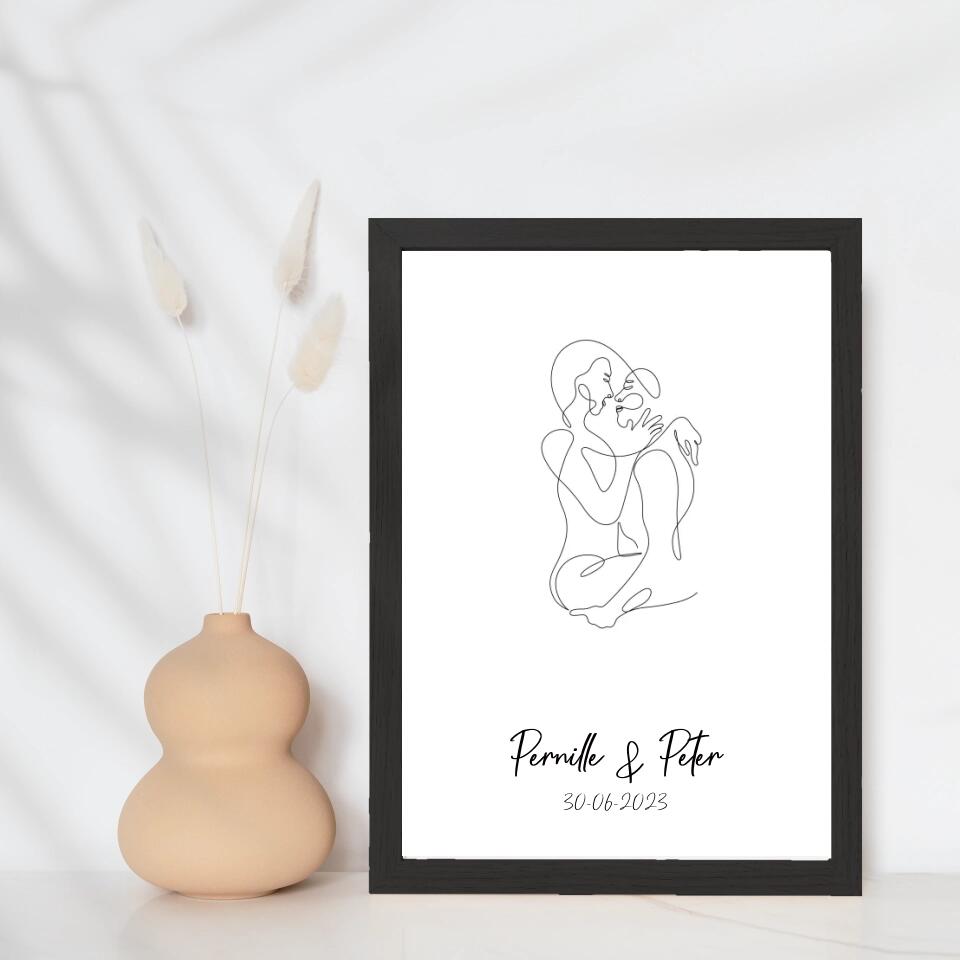 Line art bryllupsplakat - kram - design selv - Just Karikatur