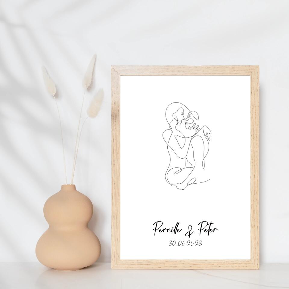 Line art bryllupsplakat - kram - design selv - Just Karikatur