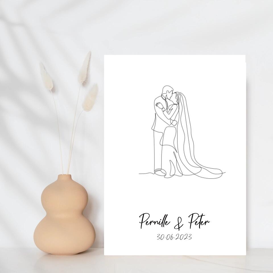 Line art bryllupsplakat - par - design selv - Just Karikatur
