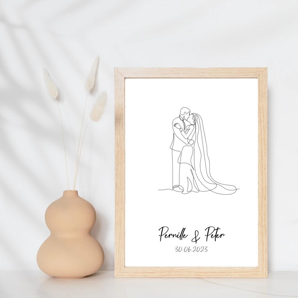 Line art bryllupsplakat - par - design selv - Just Karikatur