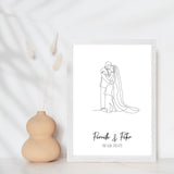 Line art bryllupsplakat - par - design selv - Just Karikatur
