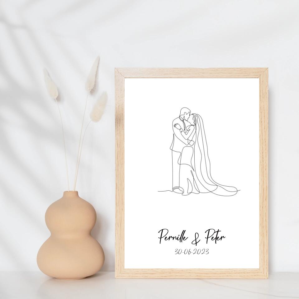 Line art bryllupsplakat - par - design selv - Just Karikatur