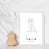 Line art bryllupsplakat - par - design selv - Just Karikatur