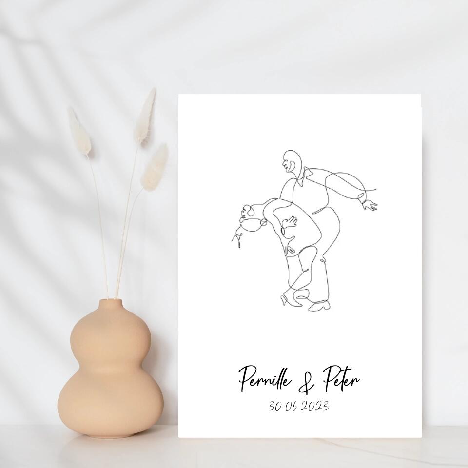 Line art bryllupsplakat - dans - design selv - Just Karikatur