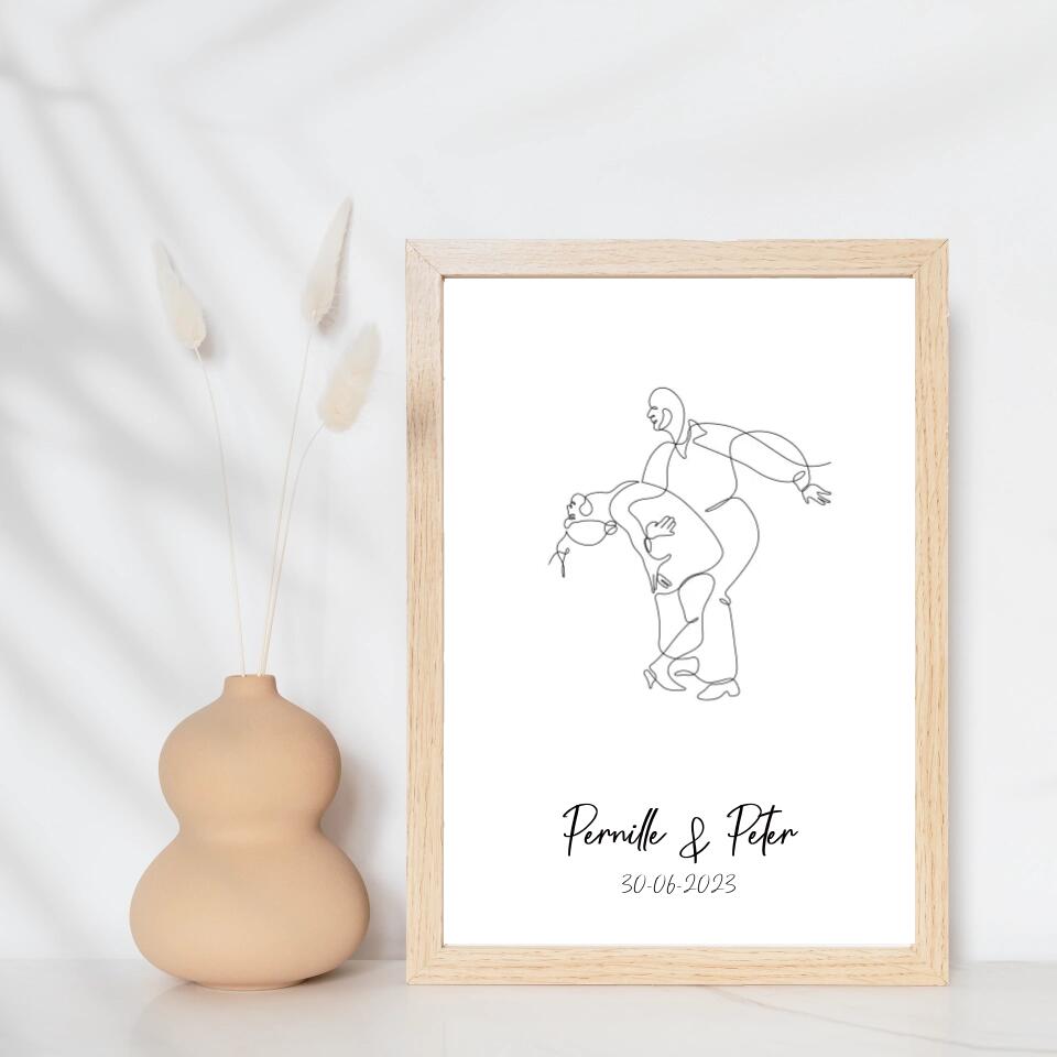 Line art bryllupsplakat - dans - design selv - Just Karikatur