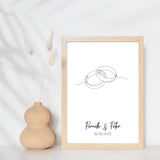 Line art bryllupsplakat - ringe - design selv - Just Karikatur