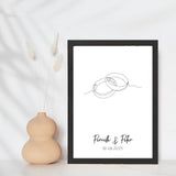 Line art bryllupsplakat - ringe - design selv - Just Karikatur