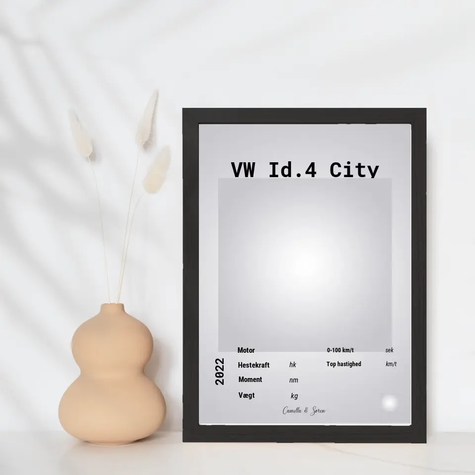 Bilplakat - Personlig gave fra bilforhandlere til deres kunder - Just Karikatur