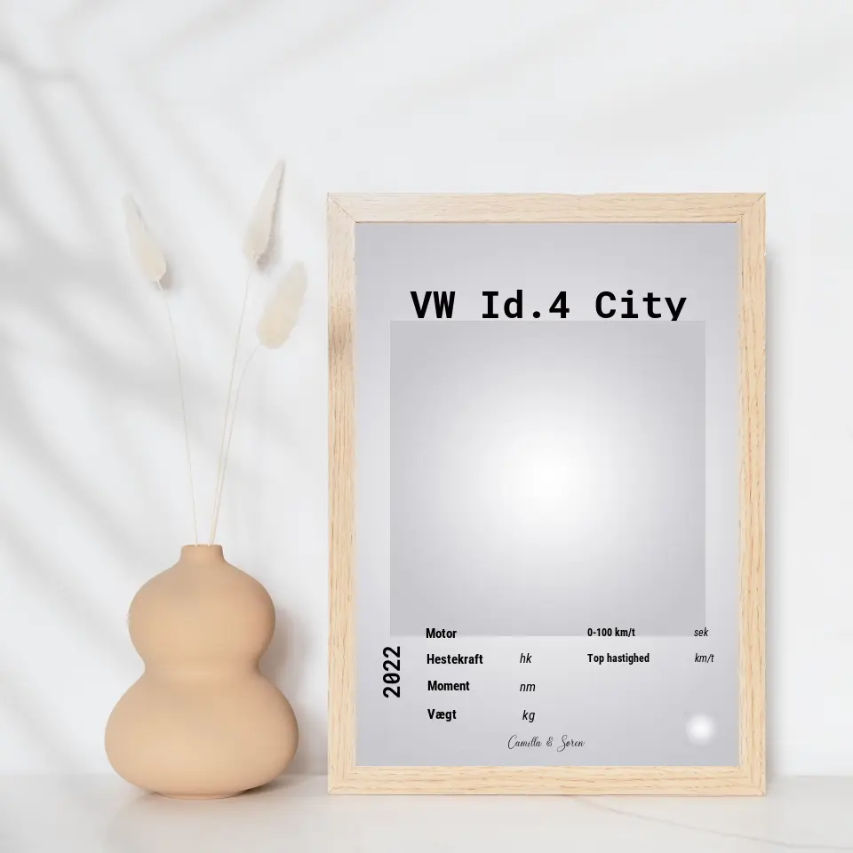 Bilplakat - Personlig gave fra bilforhandlere til deres kunder - Just Karikatur