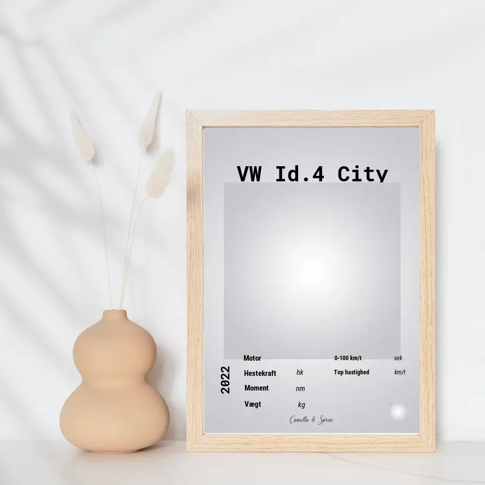 Bilplakat - Personlig gave fra bilforhandlere til deres kunder - Just Karikatur