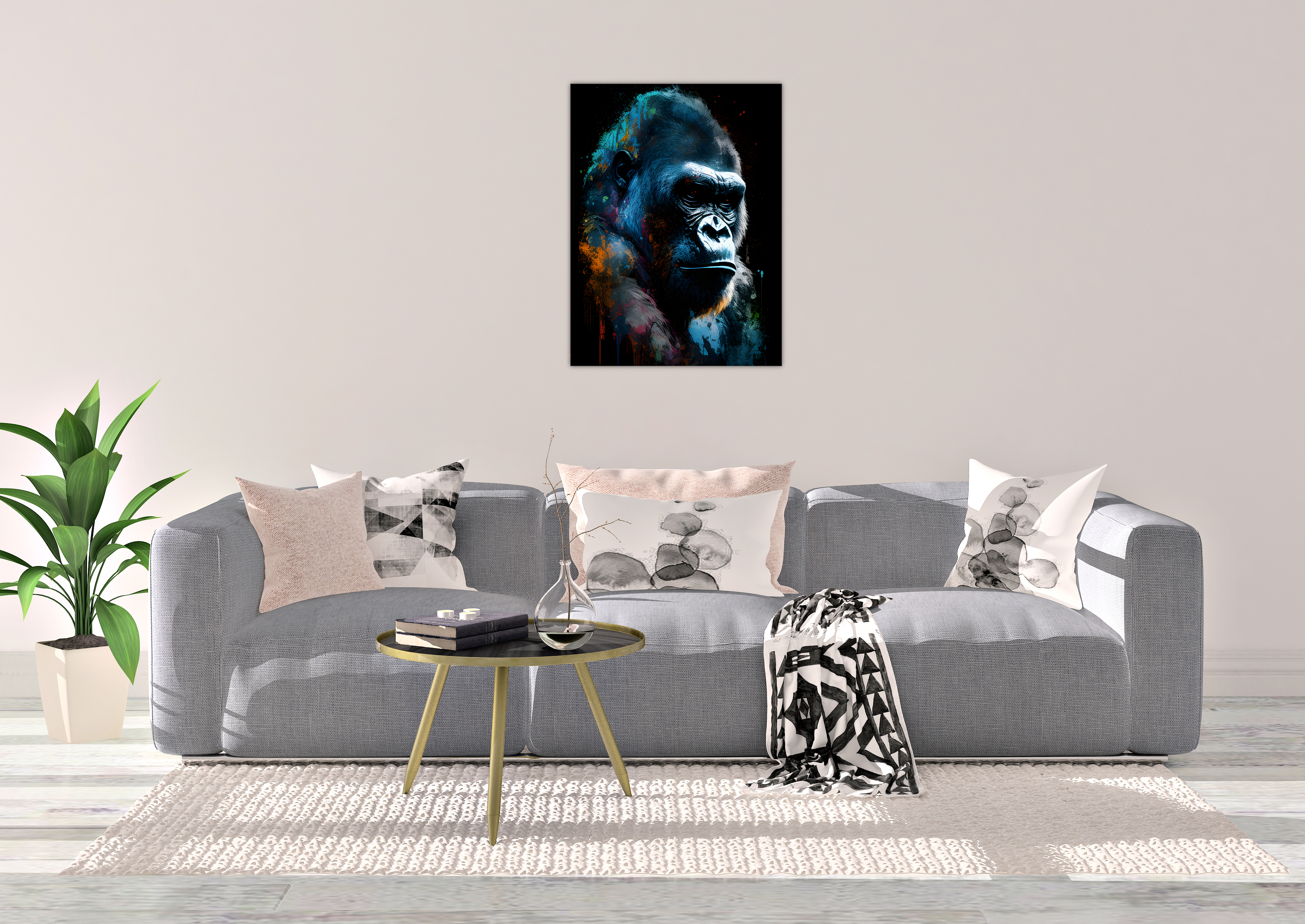 Gorilla 2 (50 x 70 cm ) - lærred u/ramme - Just Karikatur