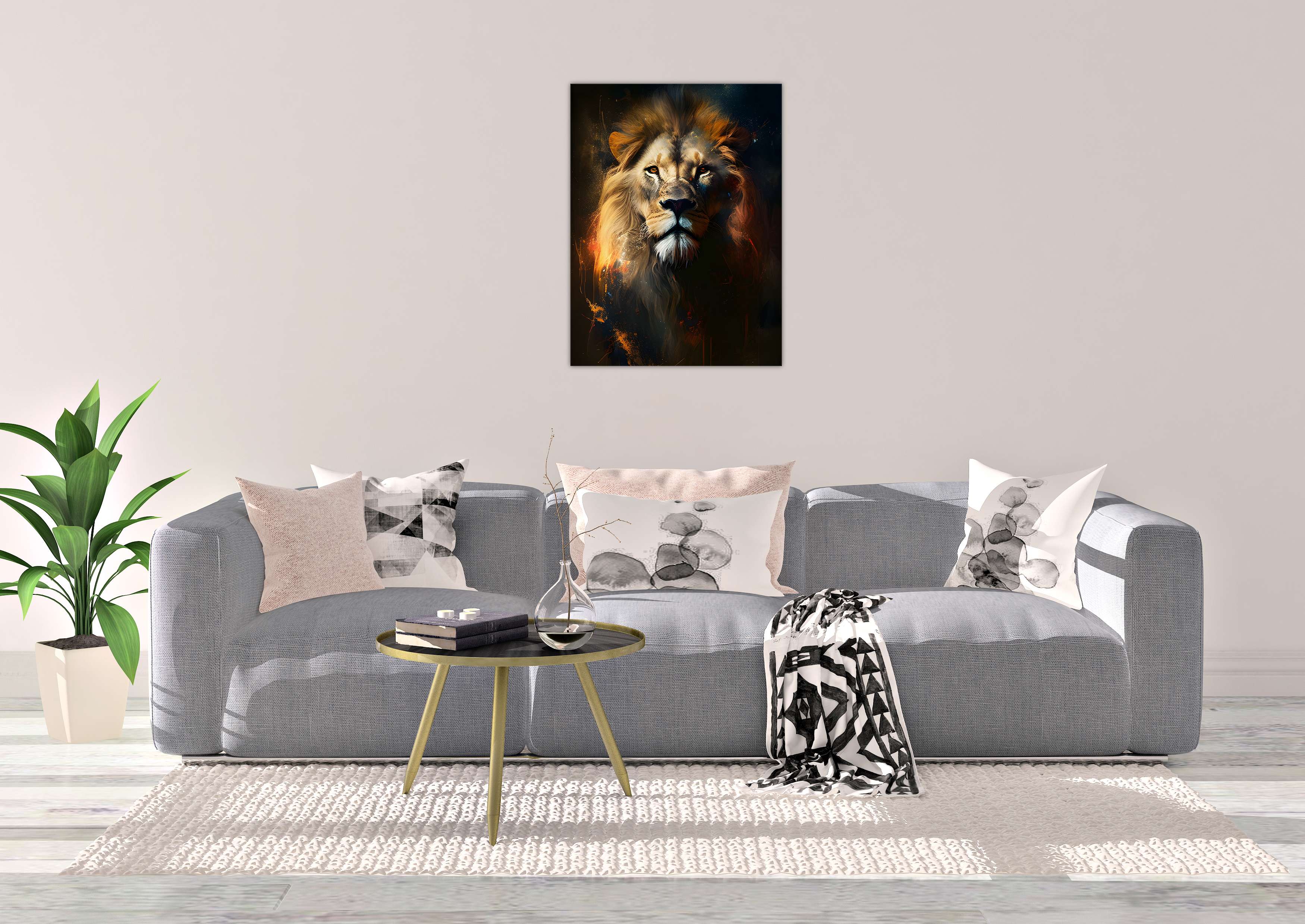 Løve 2 (50 x 70 cm ) - lærred u/ramme - Just Karikatur