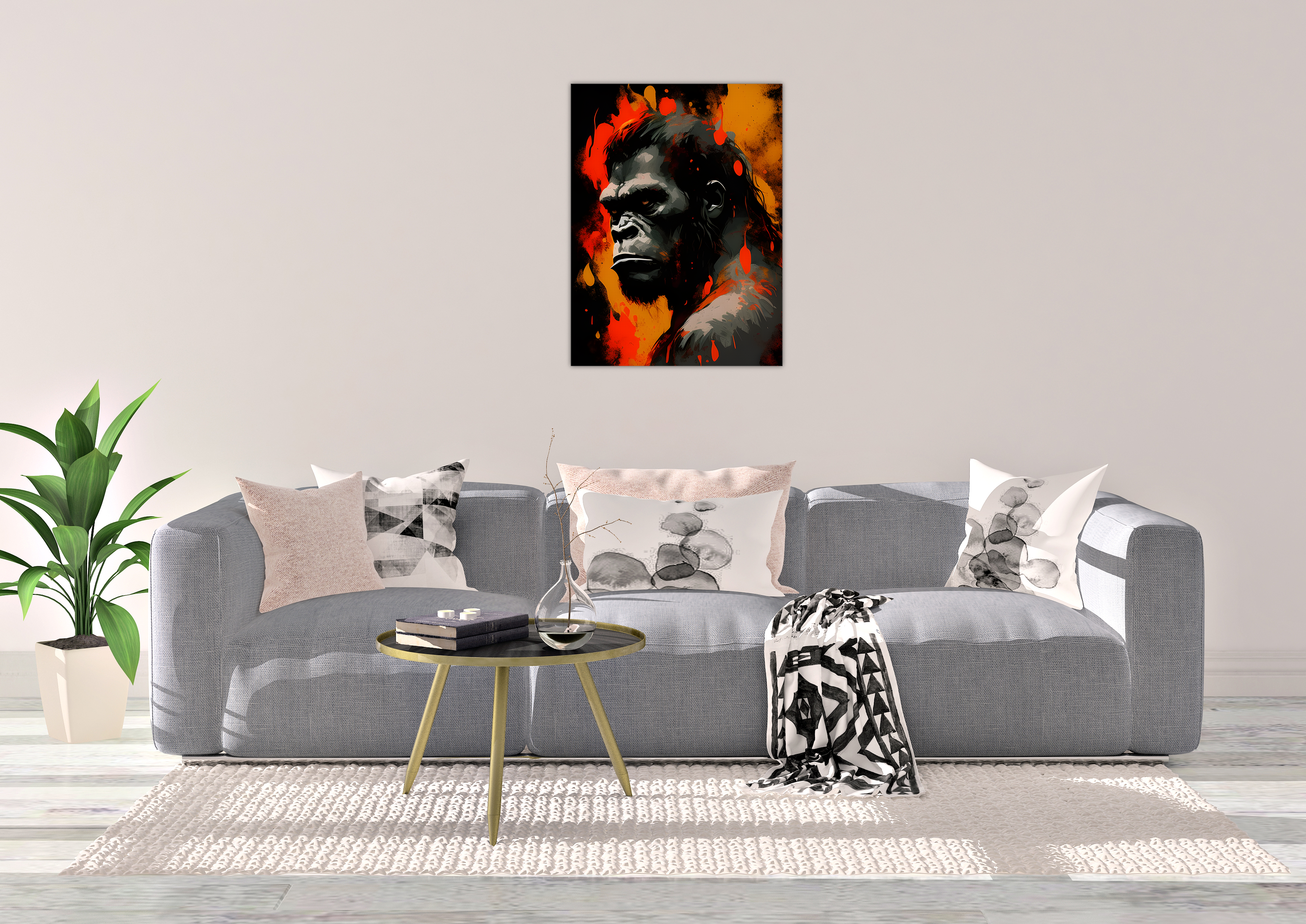 Gorilla 1 (50 x 70 cm ) - lærred u/ramme - Just Karikatur