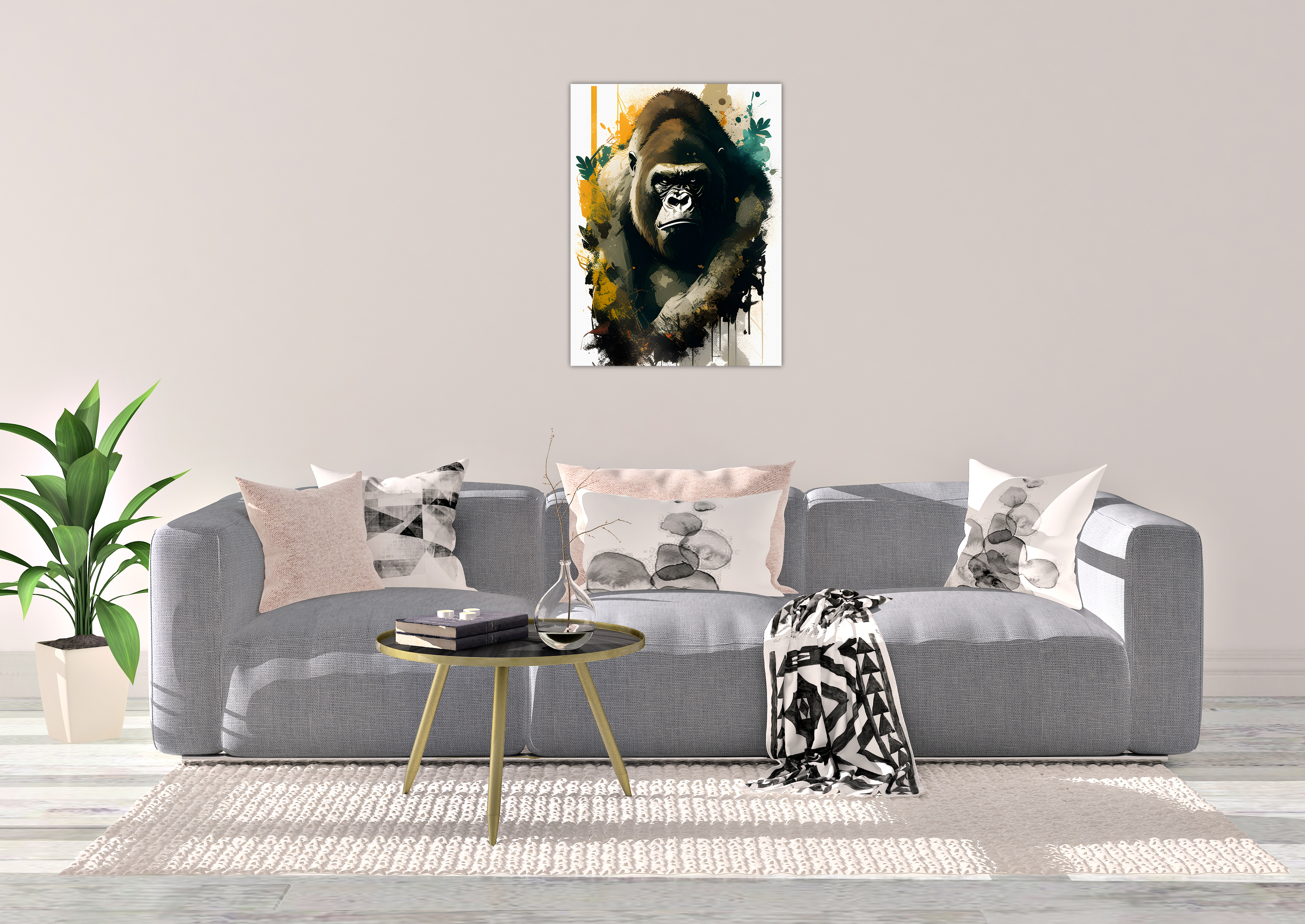 Gorilla 4 (50 x 70 cm ) - lærred u/ramme - Just Karikatur