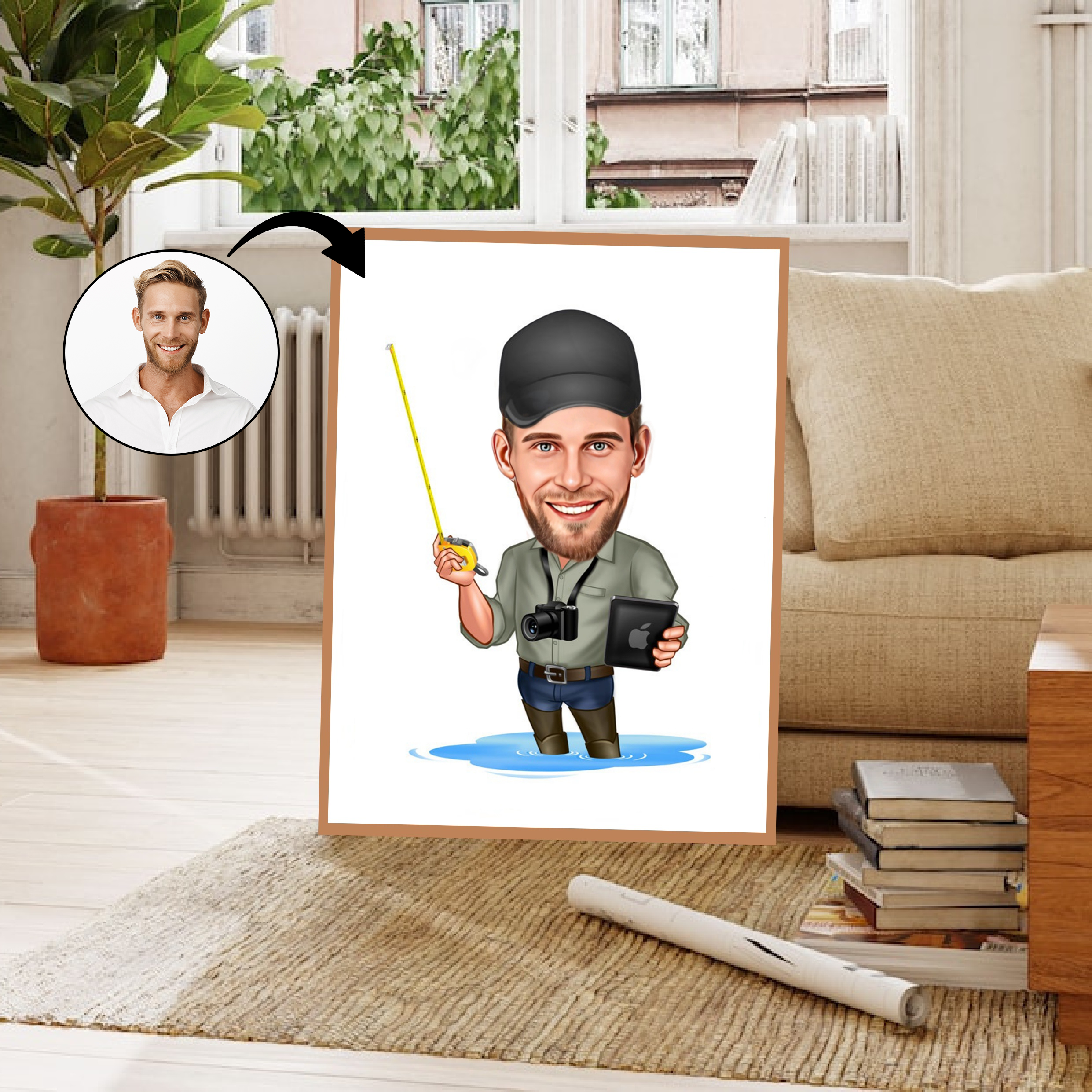 Arbejde & Erhverv tema77 (1 person) - karikaturtegning efter dine fotos - Just Karikatur