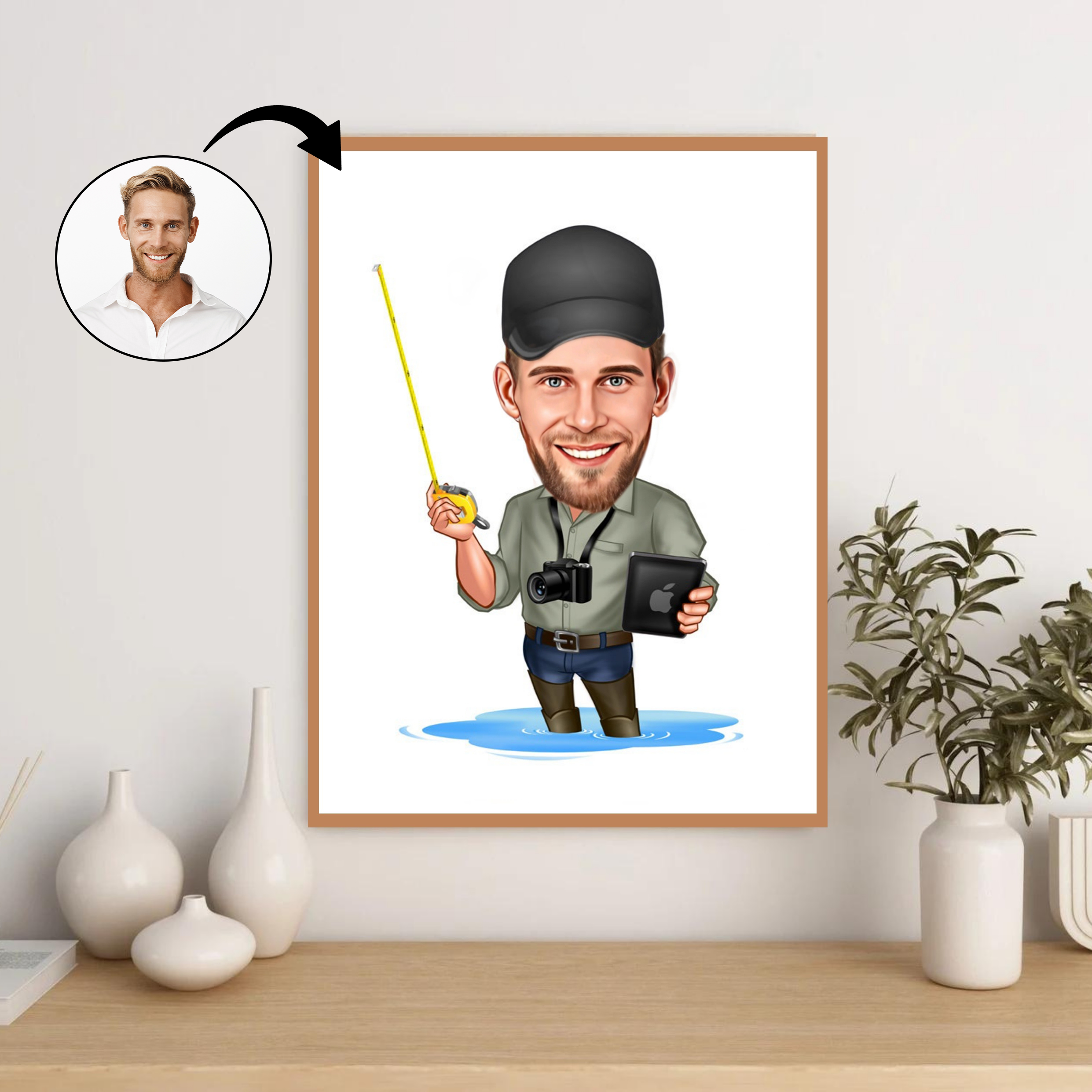 Arbejde & Erhverv tema77 (1 person) - karikaturtegning efter dine fotos - Just Karikatur