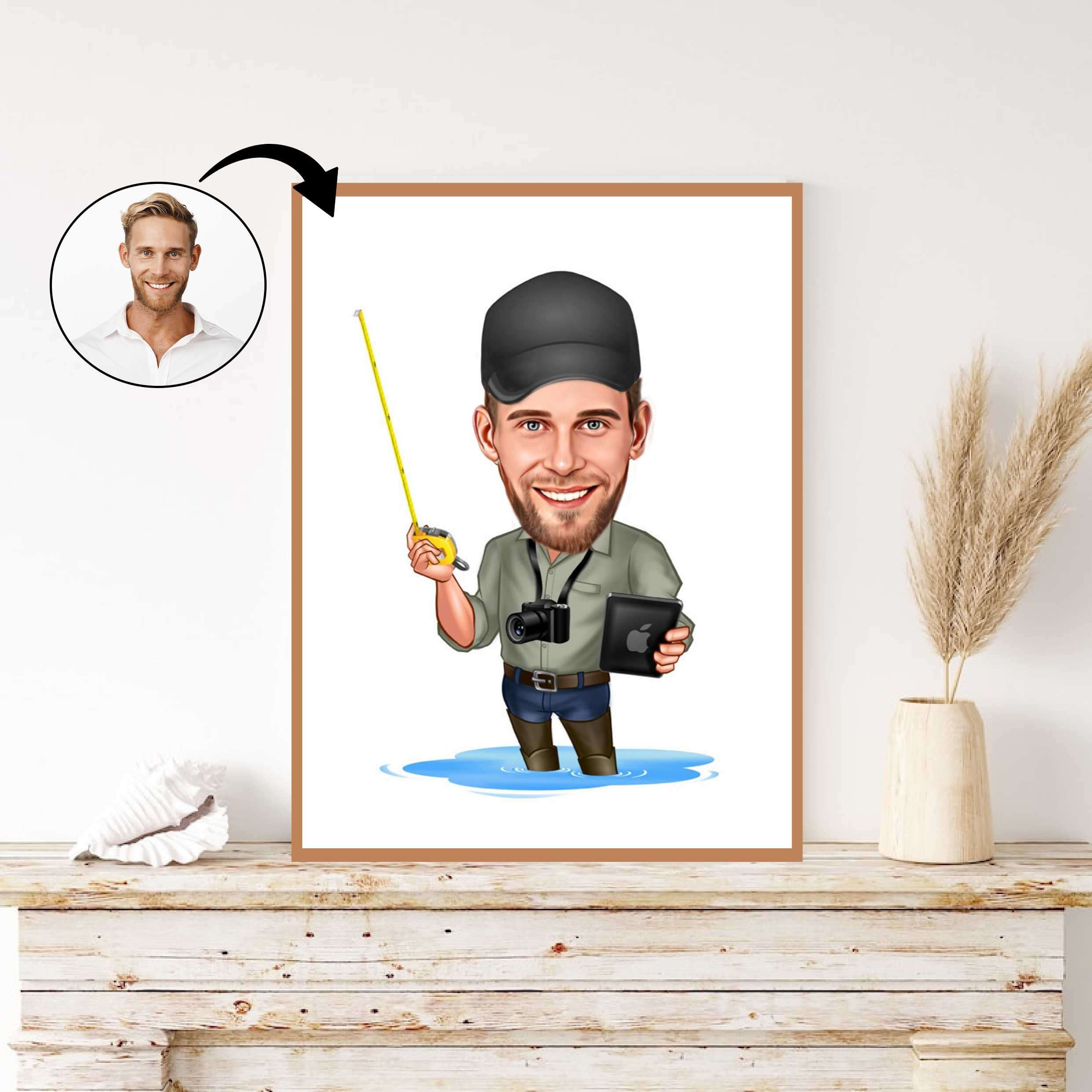 Arbejde & Erhverv tema77 (1 person) - karikaturtegning efter dine fotos - Just Karikatur