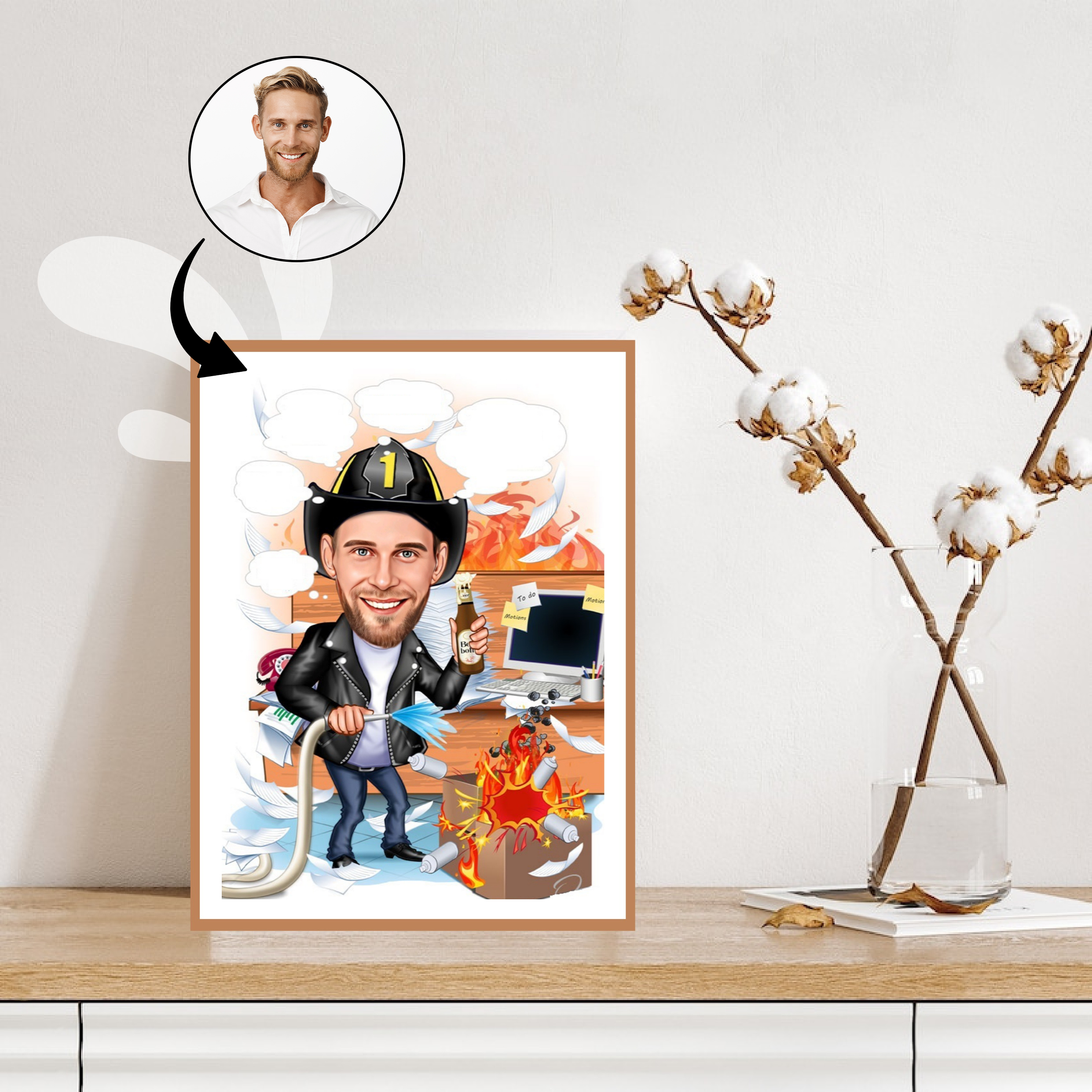 Arbejde & Erhverv tema41 (1 person) - karikaturtegning efter dine fotos - Just Karikatur