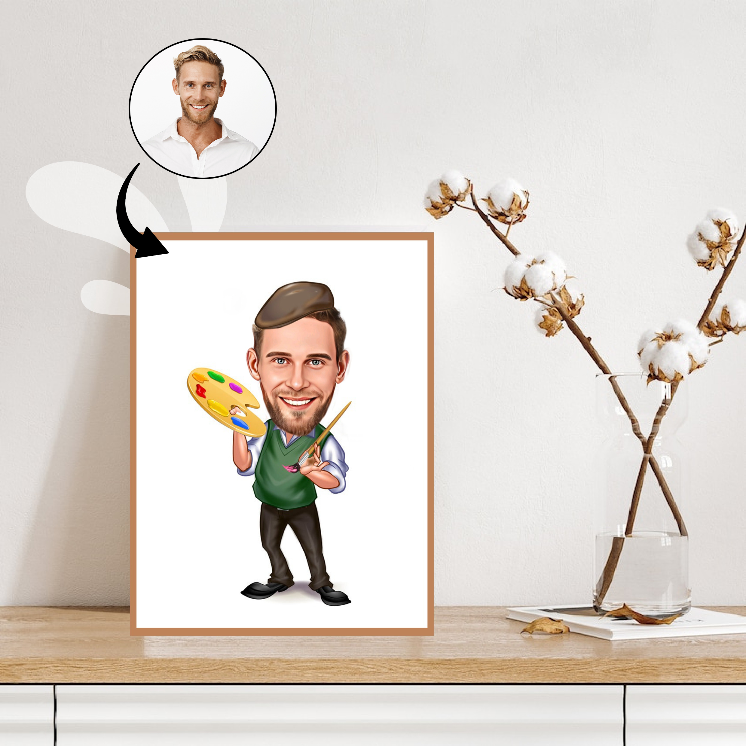 Arbejde & Erhverv tema72 (1 person) - karikaturtegning efter dine fotos - Just Karikatur