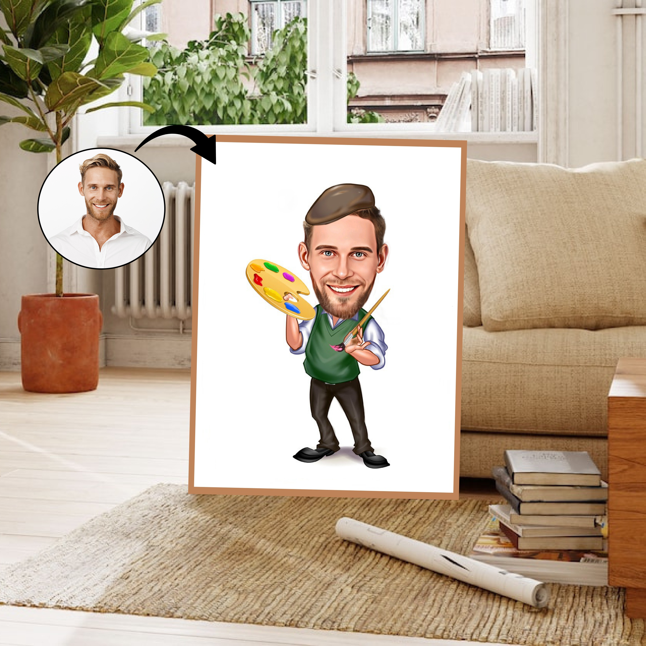 Arbejde & Erhverv tema72 (1 person) - karikaturtegning efter dine fotos - Just Karikatur