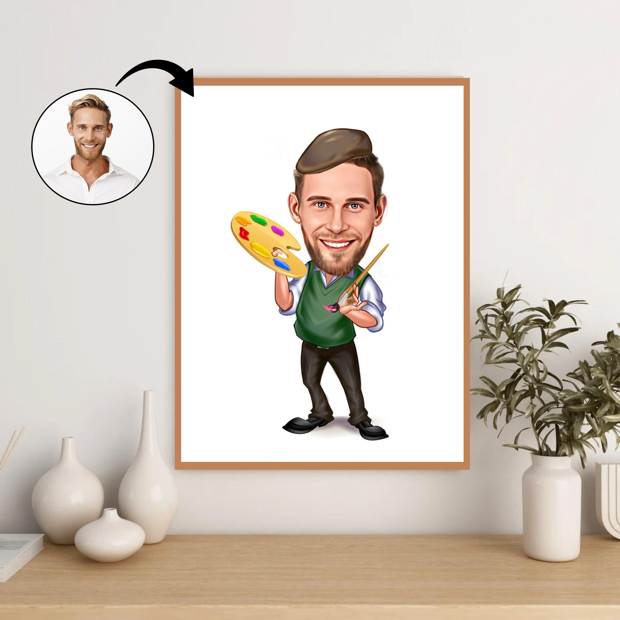 Arbejde & Erhverv tema72 (1 person) - karikaturtegning efter dine fotos - Just Karikatur