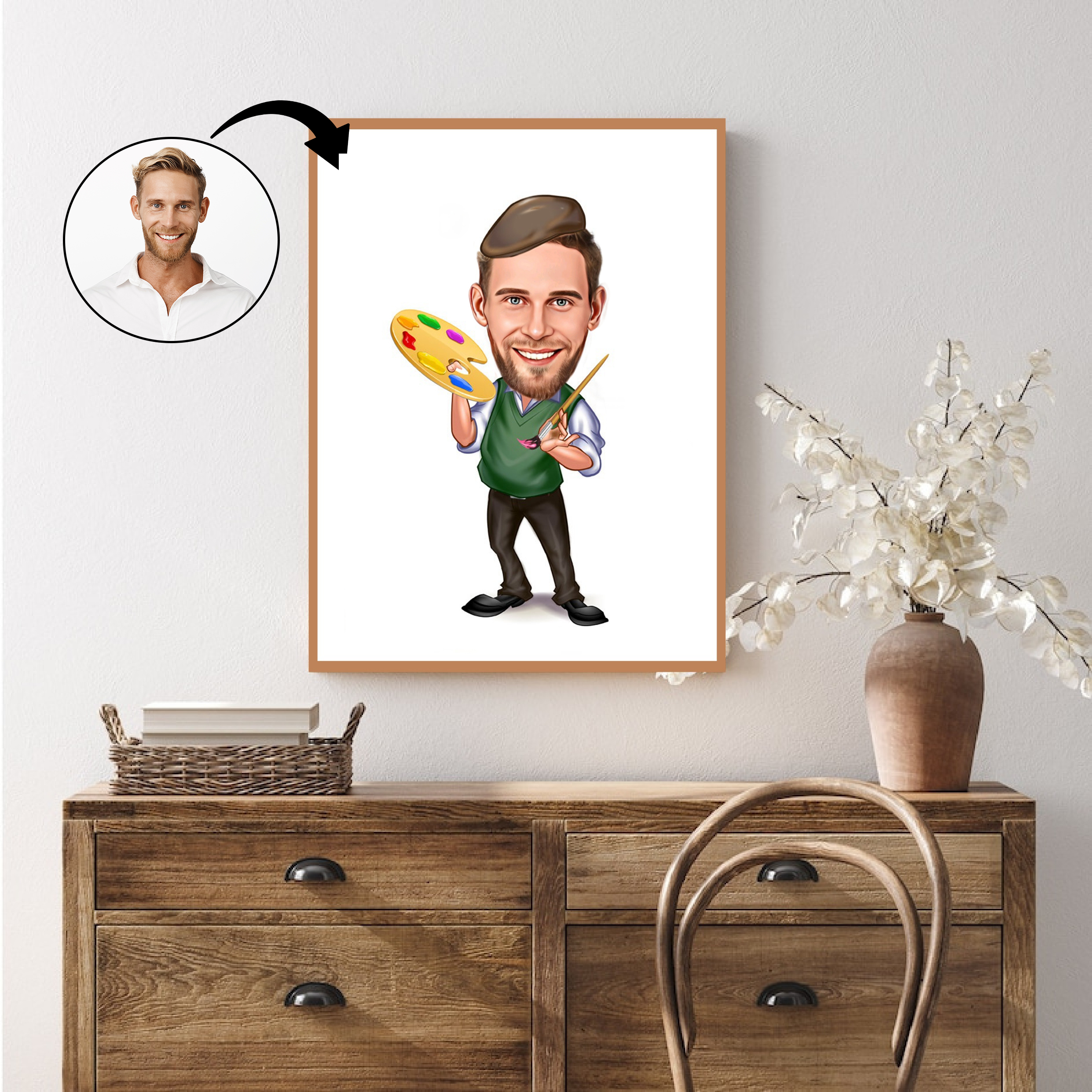 Arbejde & Erhverv tema72 (1 person) - karikaturtegning efter dine fotos - Just Karikatur