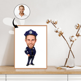 Politi & Militær tema2 (1 person) - karikaturtegning efter dine fotos - Just Karikatur