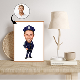 Politi & Militær tema2 (1 person) - karikaturtegning efter dine fotos - Just Karikatur