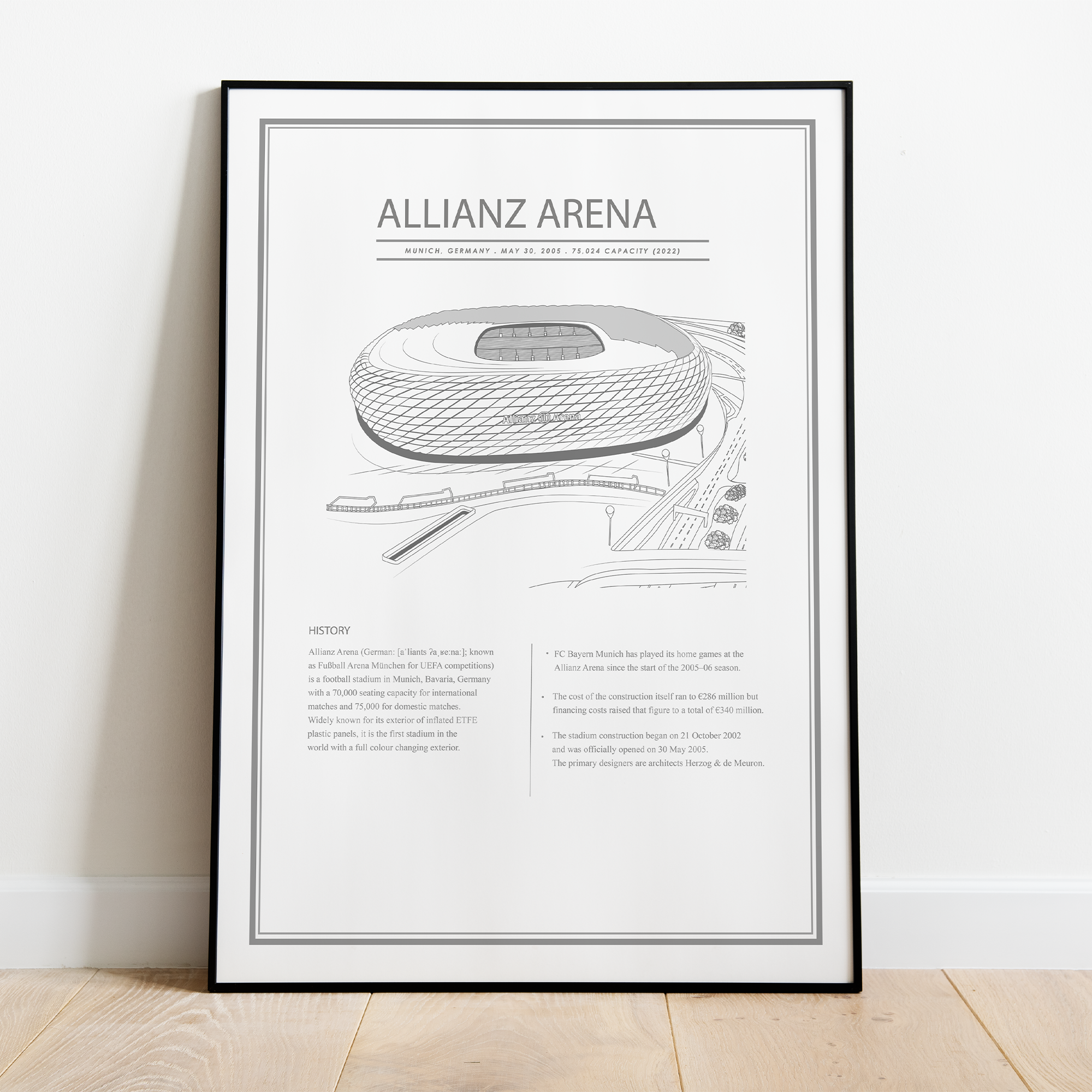 Allianz Arena – Bayern München – stadion plakat - Just Karikatur