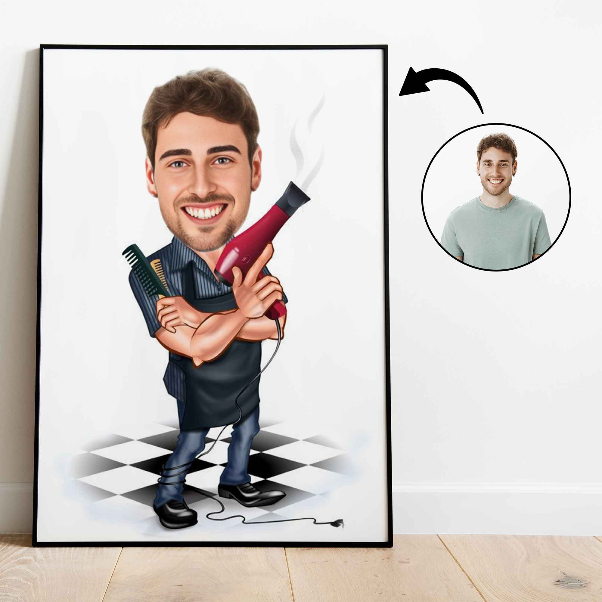 Arbejde & Erhverv tema33 (1 person) - karikaturtegning efter dine fotos - Just Karikatur