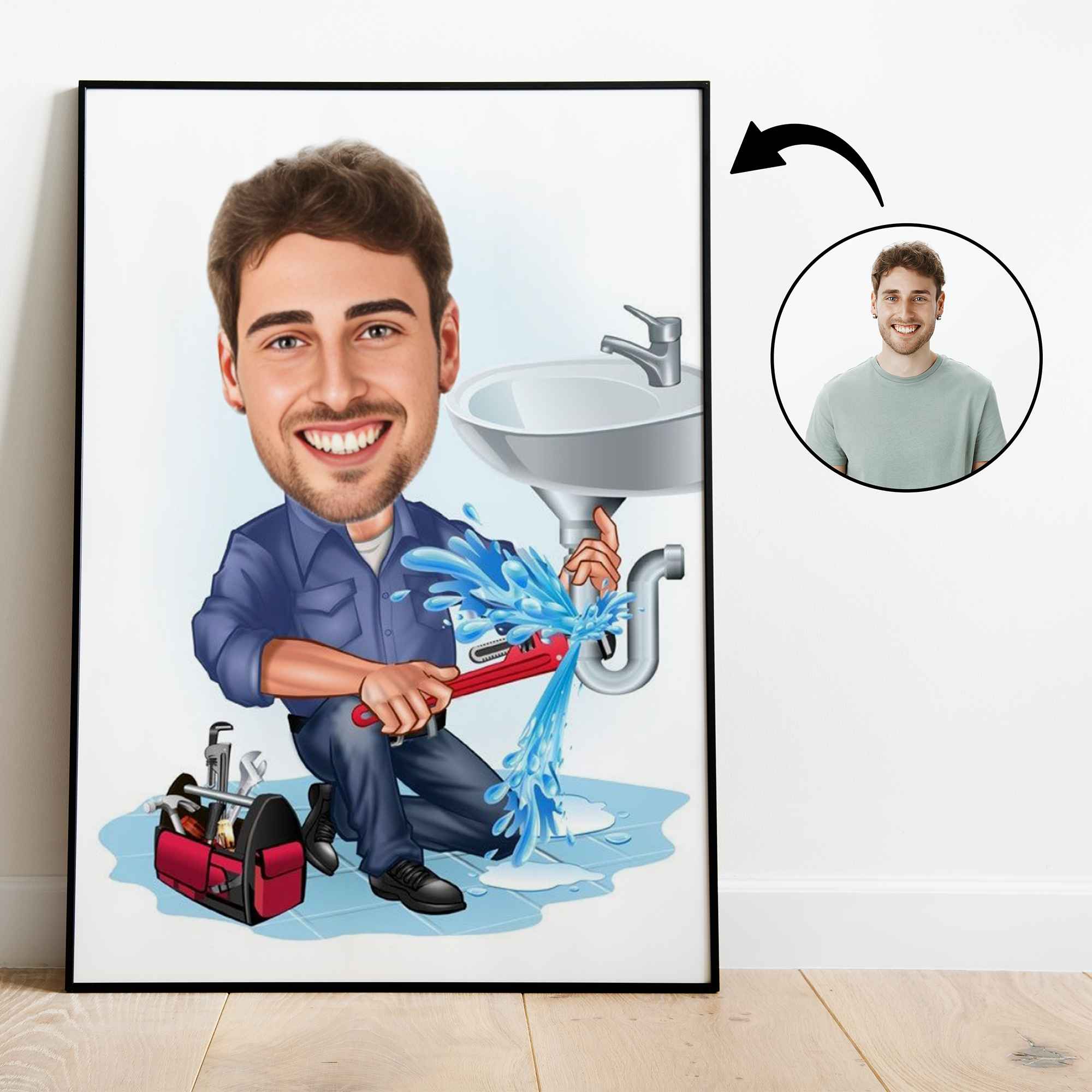 Arbejde & Erhverv tema45 (1 person) - karikaturtegning efter dine fotos - Just Karikatur