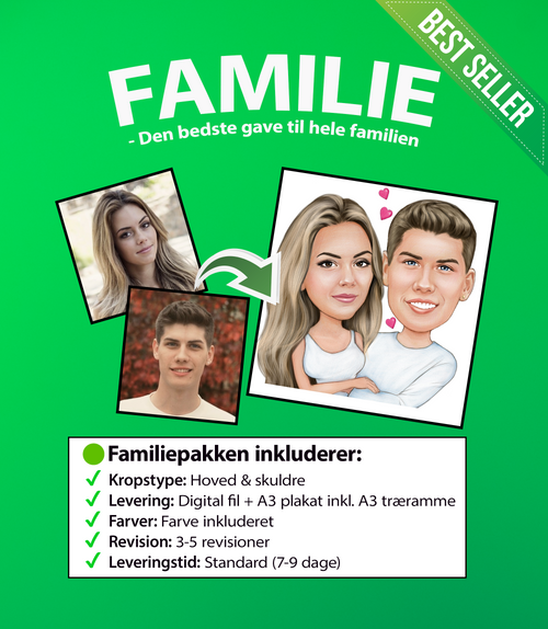Karikaturtegning - Familie & Par Pakke