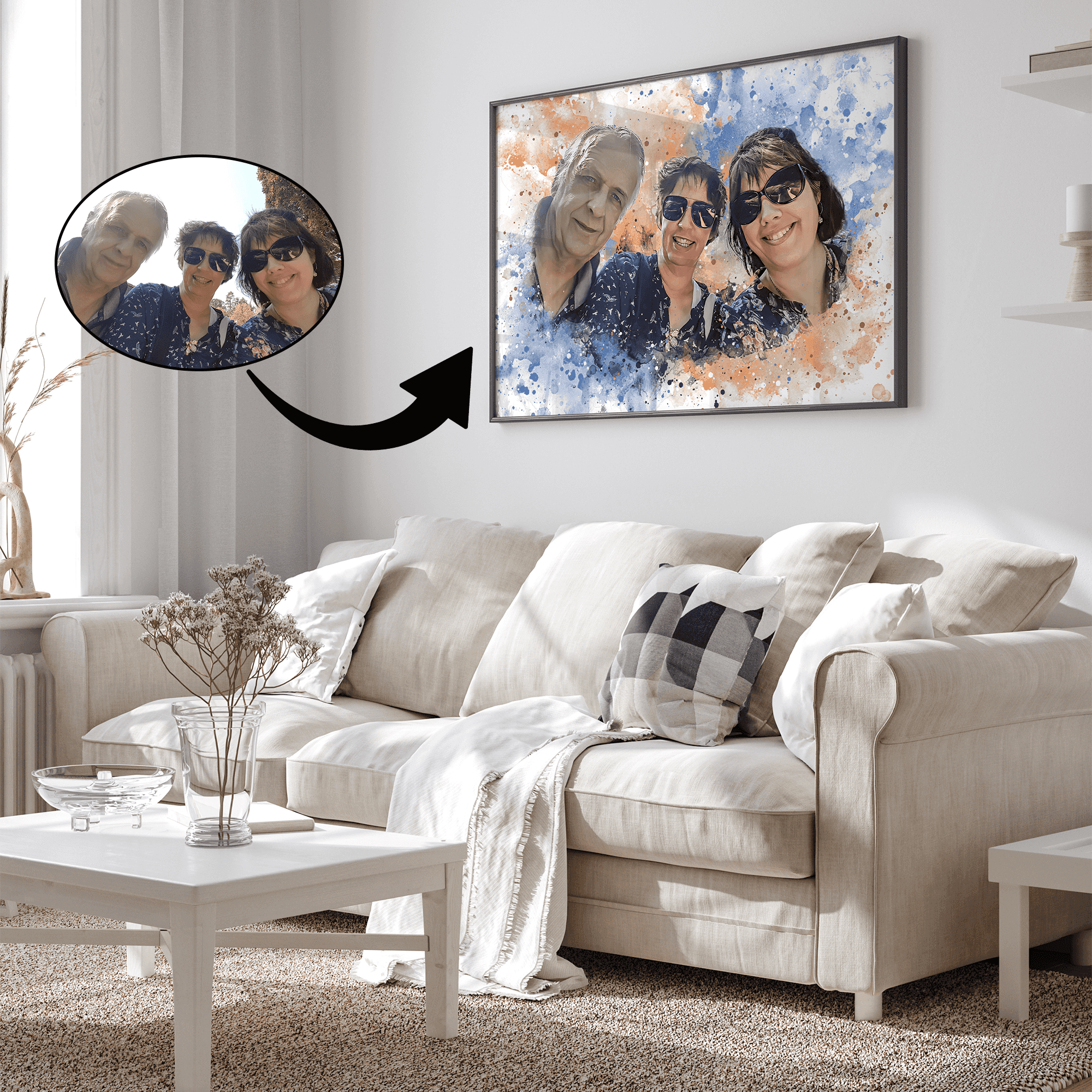 Akvarel - maleri efter dine fotos - Just Karikatur