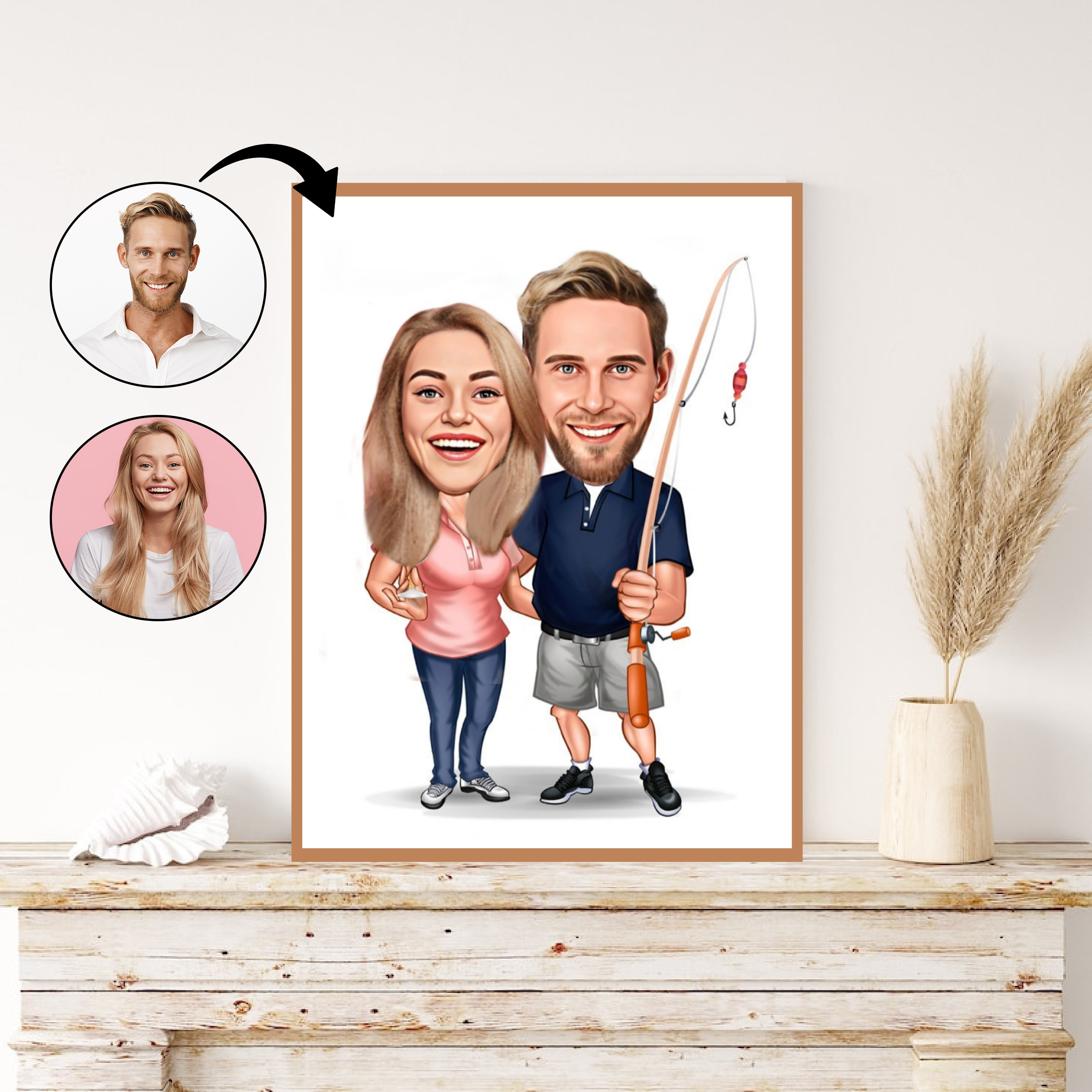 Par tema60 (2 personer) - karikaturtegning efter dine fotos - Just Karikatur