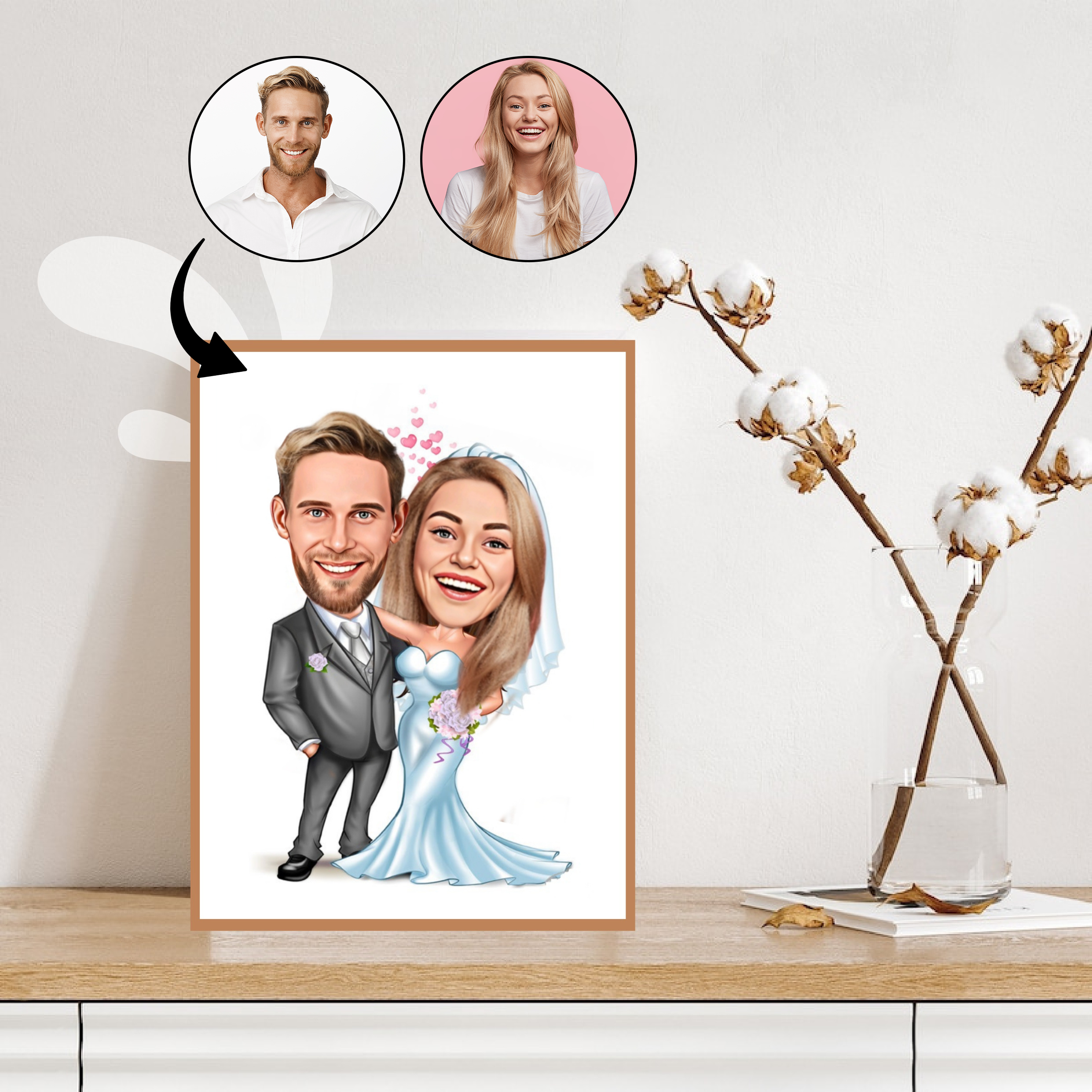 Par tema10 (2 personer) - karikaturtegning efter dine fotos - Just Karikatur