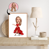 Til hende tema39 (1 person) - karikaturtegning efter dine fotos - Just Karikatur